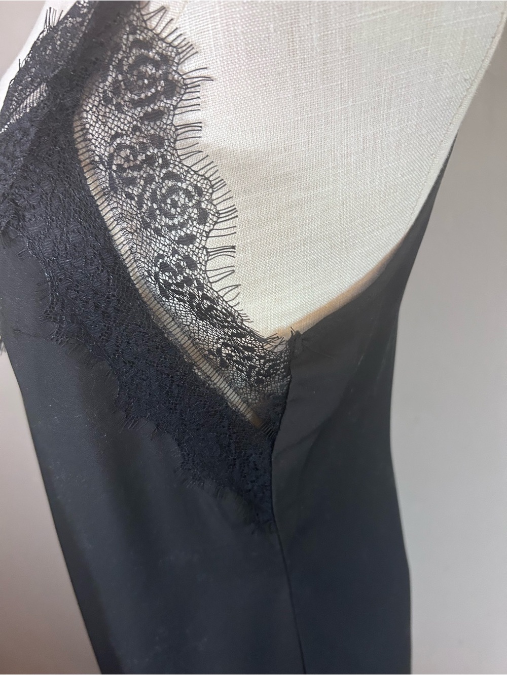 Nasty Gal Black Lace-Trim Satin Slip Dress - Picture 3 of 6